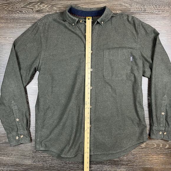 Woolrich Button Up Mens Cotton Flannel Chamois Shirt Large Green Lumberjack - Picture 8 of 13